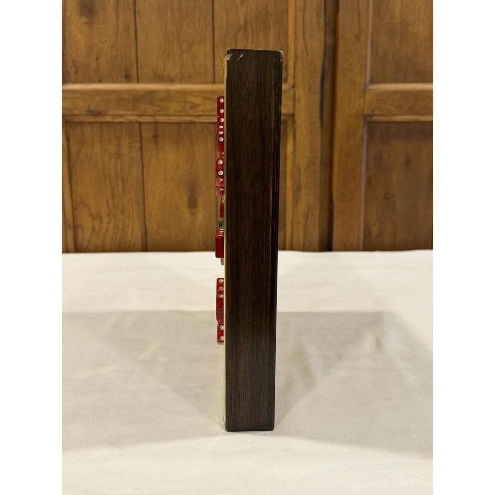 VTG Las Vegas Dice Wall Clock Red Lucite Casino Decor Retro Wood Case
